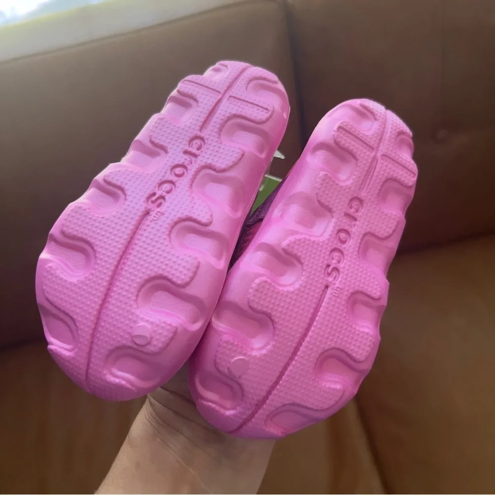 CROCS Shoes Kids Girl's Sz 7 Pink Mary Jane Water Swim Strap NonSlip Sole NWT